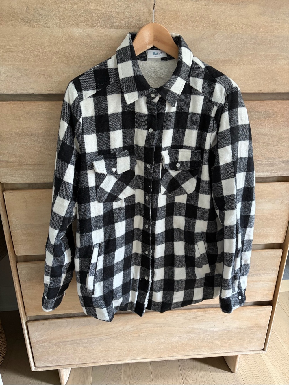 Pinkblush Black & White Buffalo Plaid Lightweight Shirt Jacket